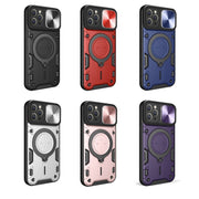 For iPhone 12 Pro CD Texture Sliding Camshield Magnetic Holder Phone Case(Purple)