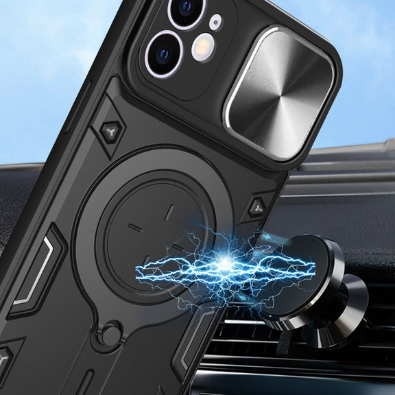 For iPhone 11 CD Texture Sliding Camshield Magnetic Holder Phone Case(Blue)