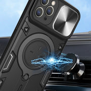 For iPhone 11 Pro CD Texture Sliding Camshield Magnetic Holder Phone Case(Blue)