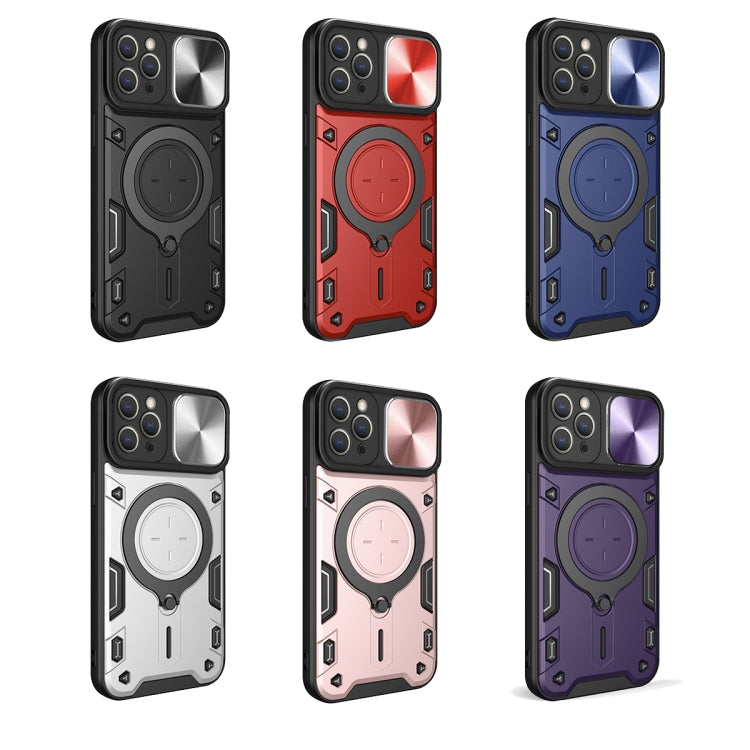For iPhone 11 Pro Max CD Texture Sliding Camshield Magnetic Holder Phone Case(Red)