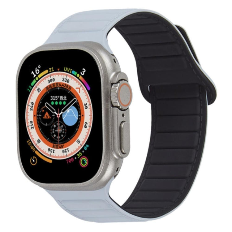 For Apple Watch 7 41mm Loop Magnetic Silicone Watch Band(Grey Black)
