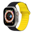 For Apple Watch 7 45mm Loop Magnetic Silicone Watch Band(Black Yellow) - Watch Bands by PMC TechLife | Online Shopping South Africa | PMC TechLife
