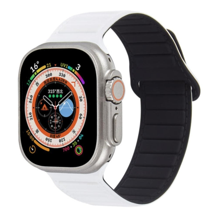 For Apple Watch 5 40mm Loop Magnetic Silicone Watch Band(White Black)