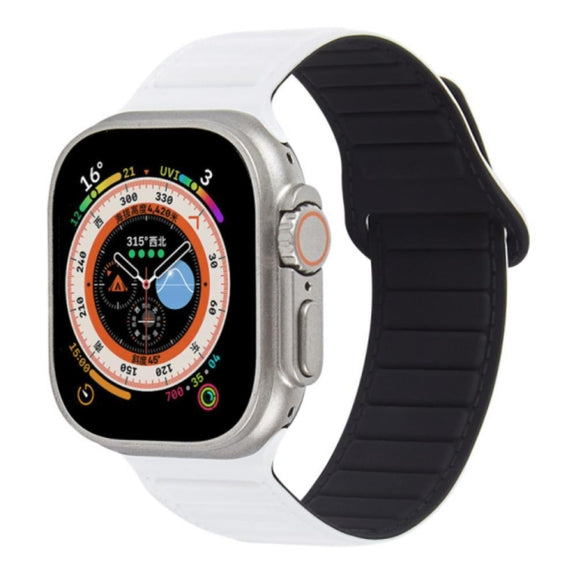 For Apple Watch 5 40mm Loop Magnetic Silicone Watch Band(White Black)