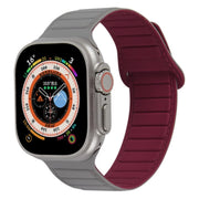 For Apple Watch 5 40mm Loop Magnetic Silicone Watch Band(Grey Wine Red)