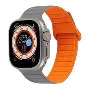 For Apple Watch 5 44mm Loop Magnetic Silicone Watch Band(Grey Orange)