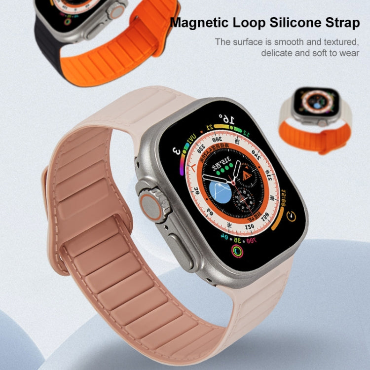 For Apple Watch SE 2023 40mm Loop Magnetic Silicone Watch Band(Black Wine Red)