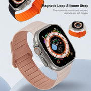 For Apple Watch SE 2023 40mm Loop Magnetic Silicone Watch Band(Black Wine Red)