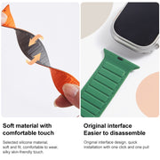 For Apple Watch 4 44mm Loop Magnetic Silicone Watch Band(Black Orange)