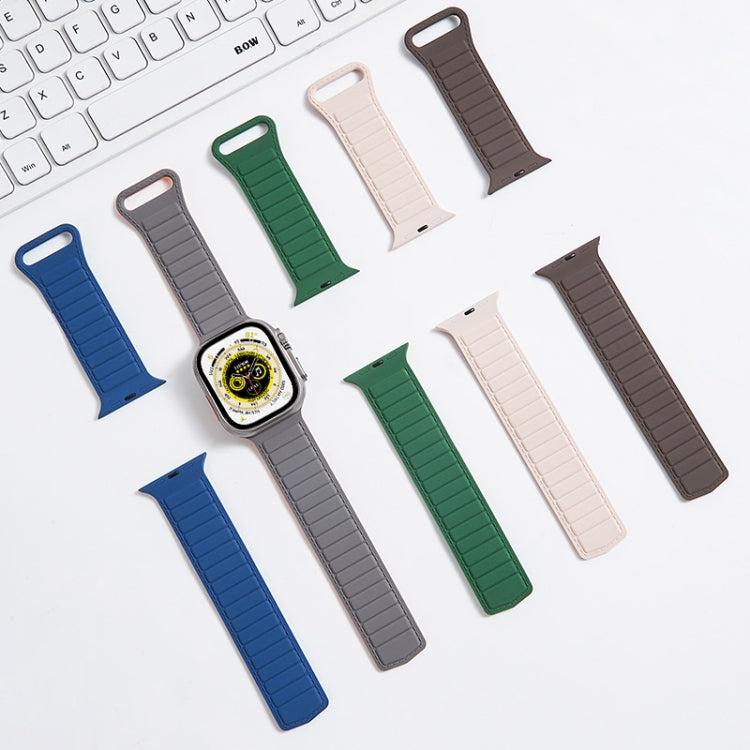 For Apple Watch SE 2023 40mm Loop Magnetic Silicone Watch Band(Black Wine Red)