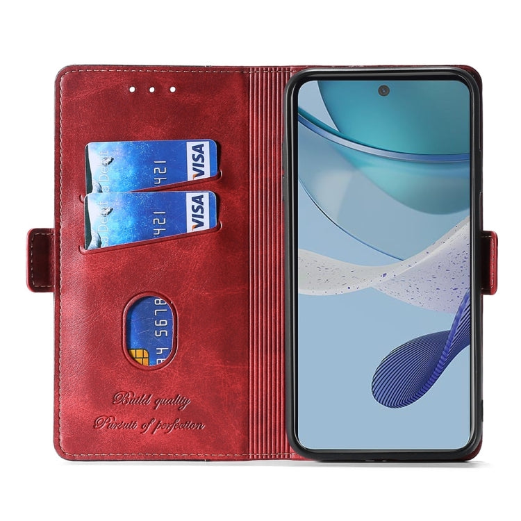 For Xiaomi Redmi Note 12S 4G Contrast Color Side Buckle Leather Phone Case(Red + Black)