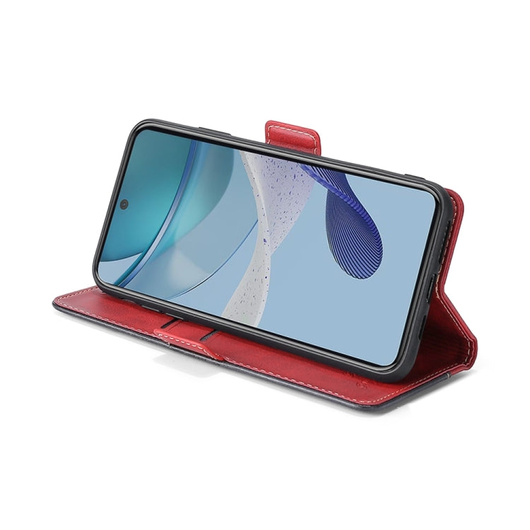 For Xiaomi Redmi Note 12S 4G Contrast Color Side Buckle Leather Phone Case(Red + Black)