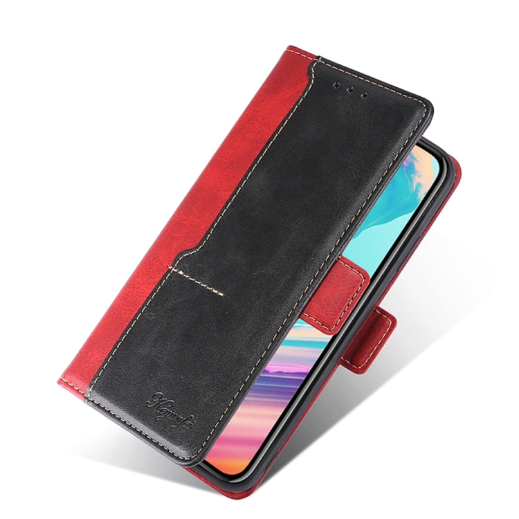 For Xiaomi Redmi Note 12S 4G Contrast Color Side Buckle Leather Phone Case(Red + Black)