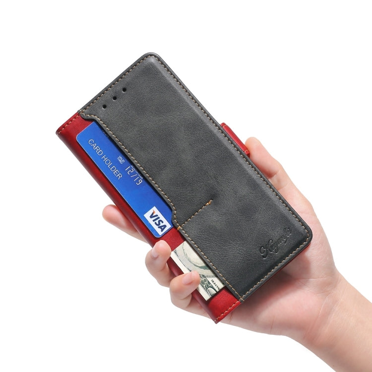 For Xiaomi Redmi Note 12S 4G Contrast Color Side Buckle Leather Phone Case(Red + Black)