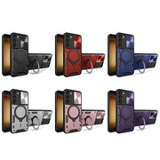 For Samsung Galaxy S23+ 5G CD Texture Sliding Camshield Magnetic Holder Phone Case(Black)