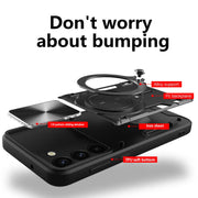 For Samsung Galaxy S23+ 5G CD Texture Sliding Camshield Magnetic Holder Phone Case(Black)