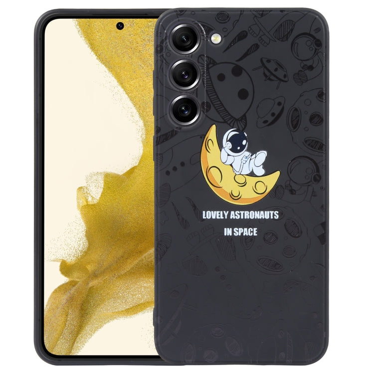 For Samsung Galaxy S20 Astronaut Pattern Silicone Straight Edge Phone Case(Lovely Astronaut-Black)