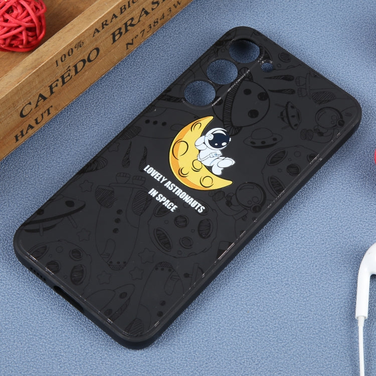 For Samsung Galaxy S20 Astronaut Pattern Silicone Straight Edge Phone Case(Lovely Astronaut-Black)