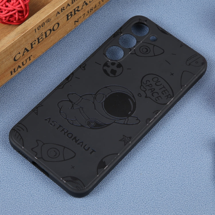 For Samsung Galaxy S20 Astronaut Pattern Silicone Straight Edge Phone Case(Flying Astronaut-Black)