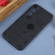 For Samsung Galaxy S20 Astronaut Pattern Silicone Straight Edge Phone Case(Flying Astronaut-Black)