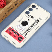 For Samsung Galaxy S20 Astronaut Pattern Silicone Straight Edge Phone Case(Mars Astronaut-White)