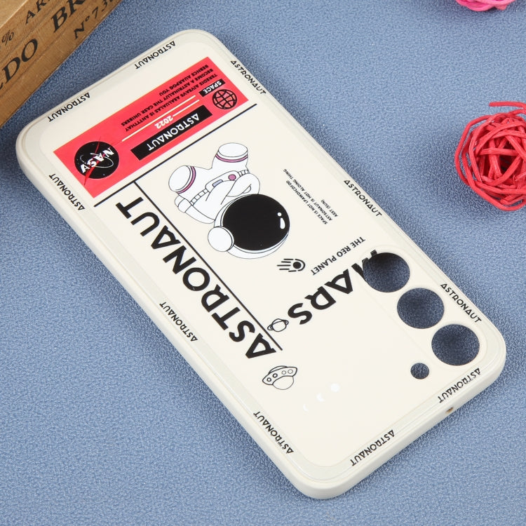 For Samsung Galaxy S20 Astronaut Pattern Silicone Straight Edge Phone Case(Mars Astronaut-White)