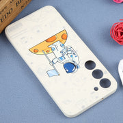 For Samsung Galaxy S20 Astronaut Pattern Silicone Straight Edge Phone Case(Planet Landing-White)