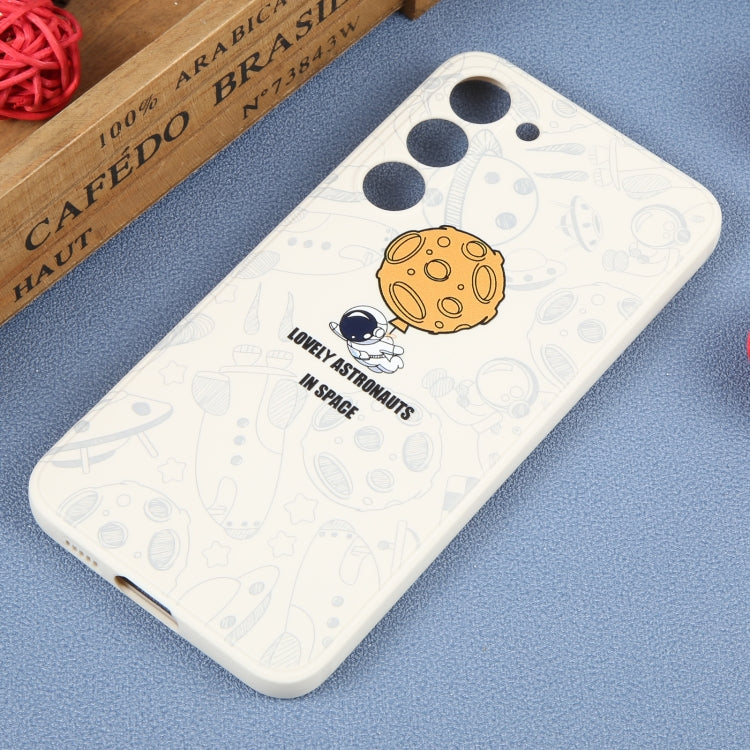 For Samsung Galaxy S20 Astronaut Pattern Silicone Straight Edge Phone Case(Lovely Astronaut-White)