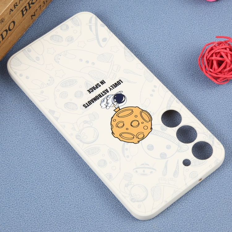 For Samsung Galaxy S20 Astronaut Pattern Silicone Straight Edge Phone Case(Lovely Astronaut-White)