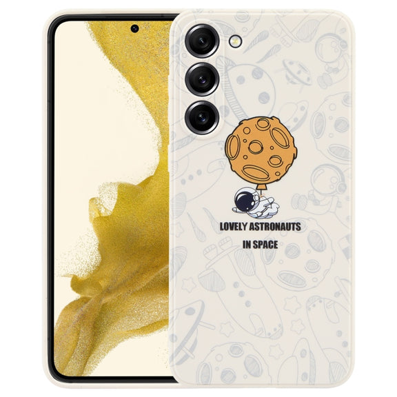 For Samsung Galaxy S20 Astronaut Pattern Silicone Straight Edge Phone Case(Lovely Astronaut-White)