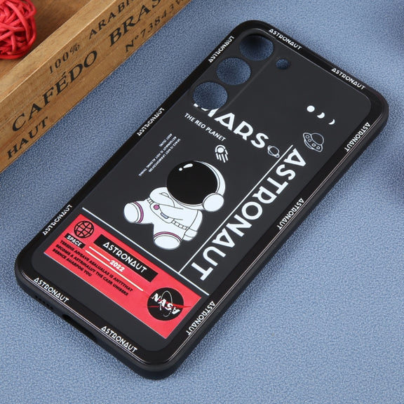 For Samsung Galaxy S20+ Astronaut Pattern Silicone Straight Edge Phone Case(Mars Astronaut-Black)