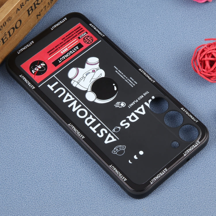 For Samsung Galaxy S20+ Astronaut Pattern Silicone Straight Edge Phone Case(Mars Astronaut-Black)