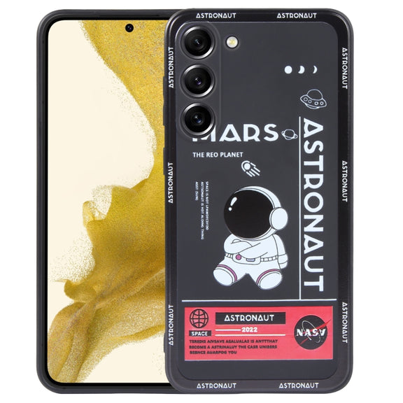 For Samsung Galaxy S20+ Astronaut Pattern Silicone Straight Edge Phone Case(Mars Astronaut-Black)