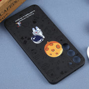 For Samsung Galaxy S20 FE Astronaut Pattern Silicone Straight Edge Phone Case(Planet Landing-Black)