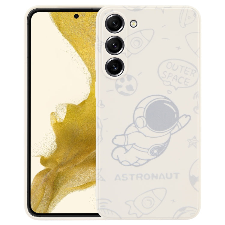 For Samsung Galaxy A32 4G Astronaut Pattern Silicone Straight Edge Phone Case(Flying Astronaut-White)