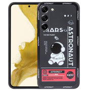 For Samsung Galaxy A12 Astronaut Pattern Silicone Straight Edge Phone Case(Mars Astronaut-Black)