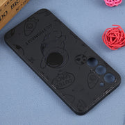 For Samsung Galaxy A02 Astronaut Pattern Silicone Straight Edge Phone Case(Flying Astronaut-Black)