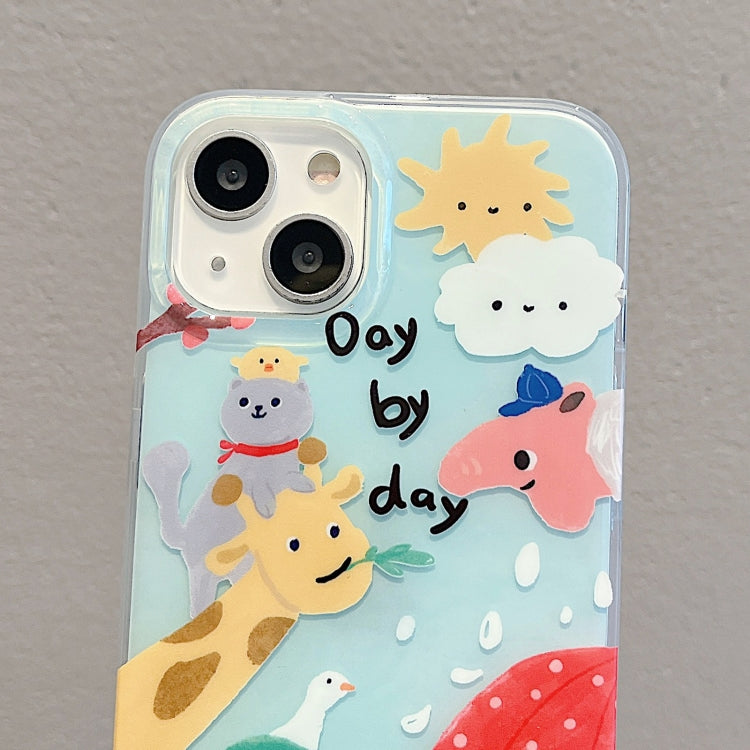 For iPhone 14 Pro Max IMD Cute Animal Pattern Phone Case(Giraffe)