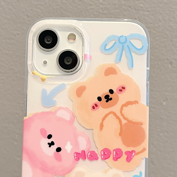 For iPhone 14 Pro Max IMD Cute Animal Pattern Phone Case(Bear)