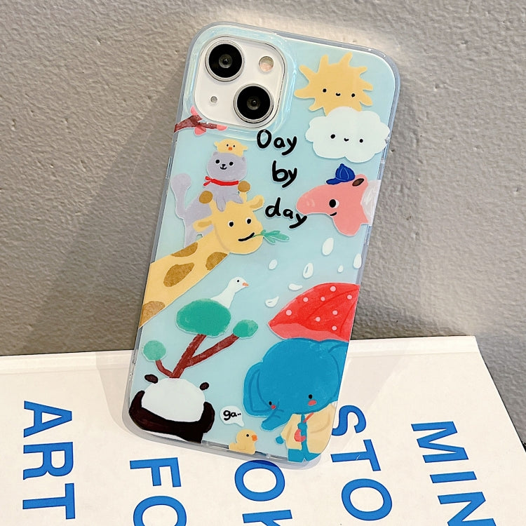 For iPhone 14 Pro IMD Cute Animal Pattern Phone Case(Giraffe)