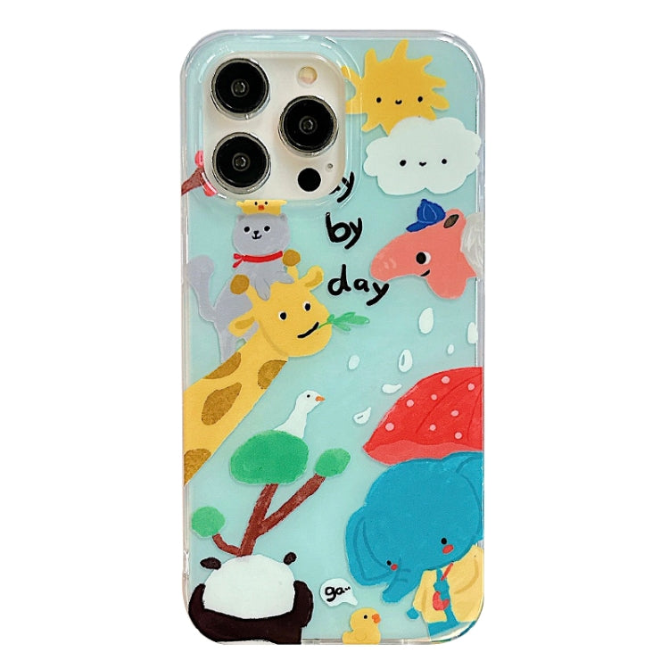 For iPhone 13 Pro IMD Cute Animal Pattern Phone Case(Giraffe)