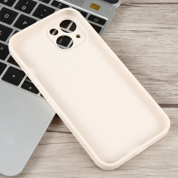 For iPhone 14 Milk Tea Astronaut Pattern Liquid Silicone Phone Case(Ivory White)