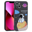 For iPhone 13 Milk Tea Astronaut Pattern Liquid Silicone Phone Case(Ivory Black) - free shipping - PMC TechLife - Order now!