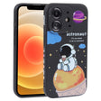 For iPhone 12 Milk Tea Astronaut Pattern Liquid Silicone Phone Case(Ivory Black) - free shipping - PMC TechLife - Order now!