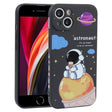 For iPhone SE 2022 / SE 2020 / 8 / 7 Milk Tea Astronaut Pattern Liquid Silicone Phone Case(Ivory Black) - free shipping - PMC TechLife - Order now!
