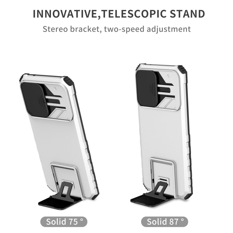 For Samsung Galaxy S20 FE Stereoscopic Holder Sliding Camshield Phone Case(White)