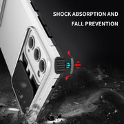For Samsung Galaxy S20 FE Stereoscopic Holder Sliding Camshield Phone Case(White)