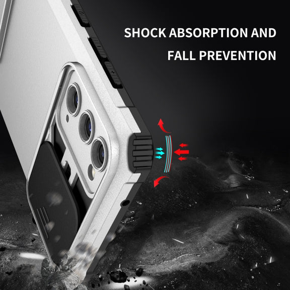 For Samsung Galaxy S20 FE Stereoscopic Holder Sliding Camshield Phone Case(White)