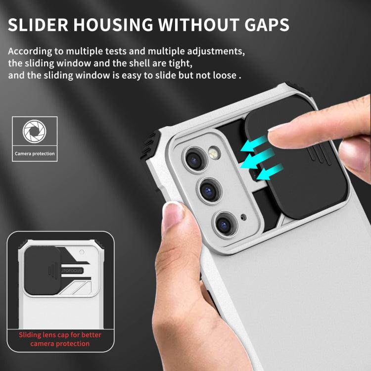 For Samsung Galaxy S20 FE Stereoscopic Holder Sliding Camshield Phone Case(White)