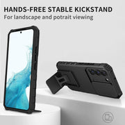 For Samsung Galaxy S22 5G Stereoscopic Holder Sliding Camshield Phone Case(Black)